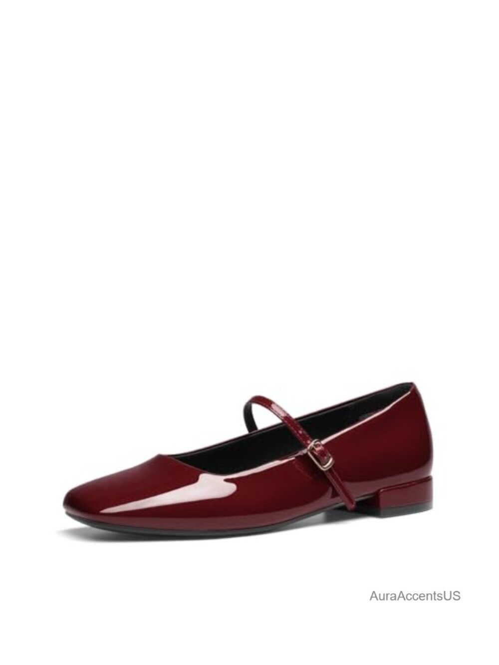Women's Square Toe Mary Jane Ballet Flats Faux Leather Adjustable Buckle